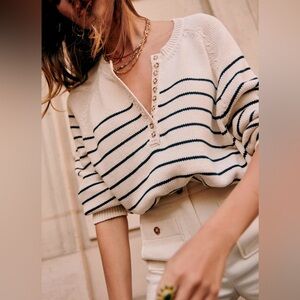 Sezane Léontine Jumper Ecru / Marine. - Size XS